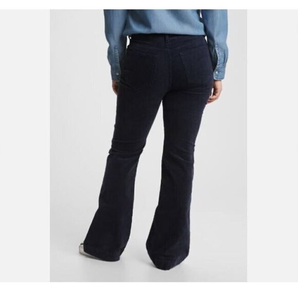 GAP High Rise FLARE Corduroy Navy Blue Button Fly Jeans Pants Size 6/28 RT$80 - Picture 2 of 9